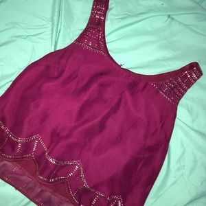 Maroon , Semi- Crop Top